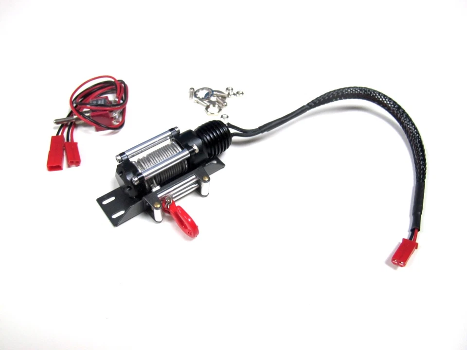 Cabrestante de metal negro con control remoto para oruga RC 1:10 Foto 3 de 4