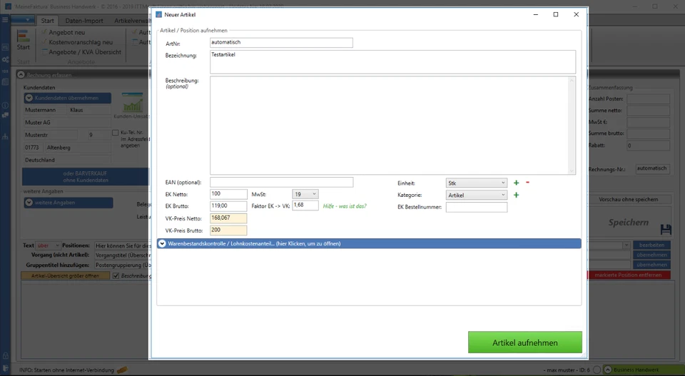 Meine Faktura Rechnungsprogramm Rechnungssoftware mit E-Rechnung 365 - Bild 3 von 4