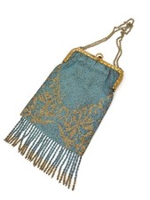 Antique European Beaded Bag with Gilt Metal Frame