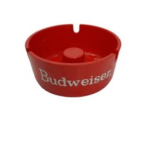 Budweiser Beer Bar Ashtray American Ornapress Corp Ornamin 1980 Red