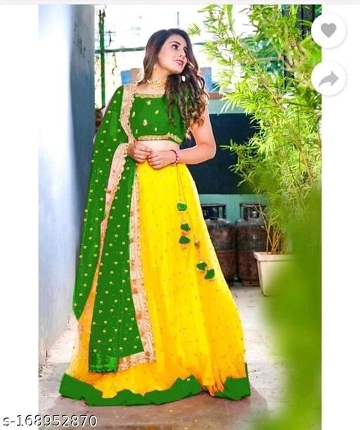 Navratri Garba Special Green & Yellow Colored party Wear Lehenga Choli –  Apparel Designer