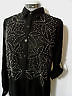 Nwt BEADED Floral Chiffon Blouse top women S L Blue Black Dressy Formal wear top - Afbeelding 13 van 13