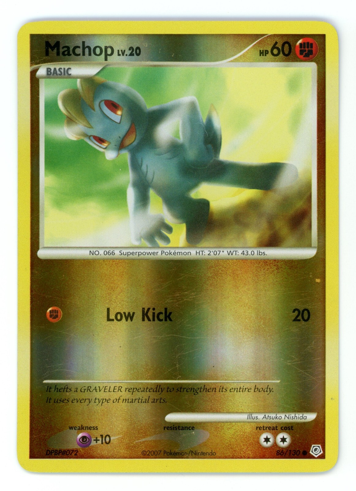 Pokemon Card - Machop 86/130 - Diamond & Pearl - Reverse Holo