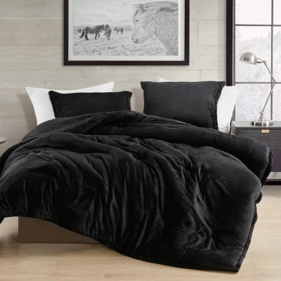 QUALITY OVERSIZE ULTRA PLUSH SOFT MODERN CHIC BLACK FUR LUXURY LUXURIOUS COMFORTER SET