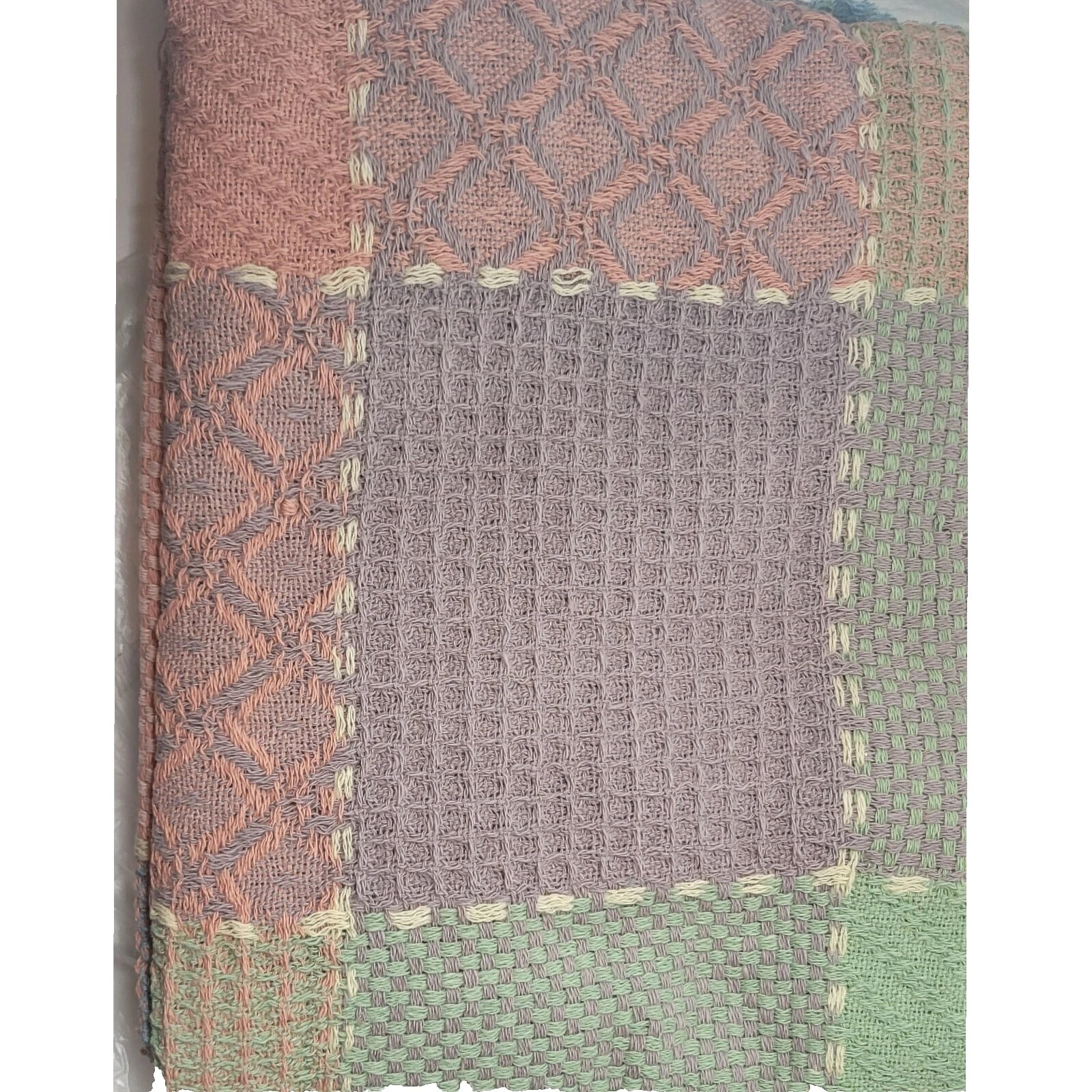 100% Algodón Patchwork Multicolor Tiro Colchas tejidas y Mantas