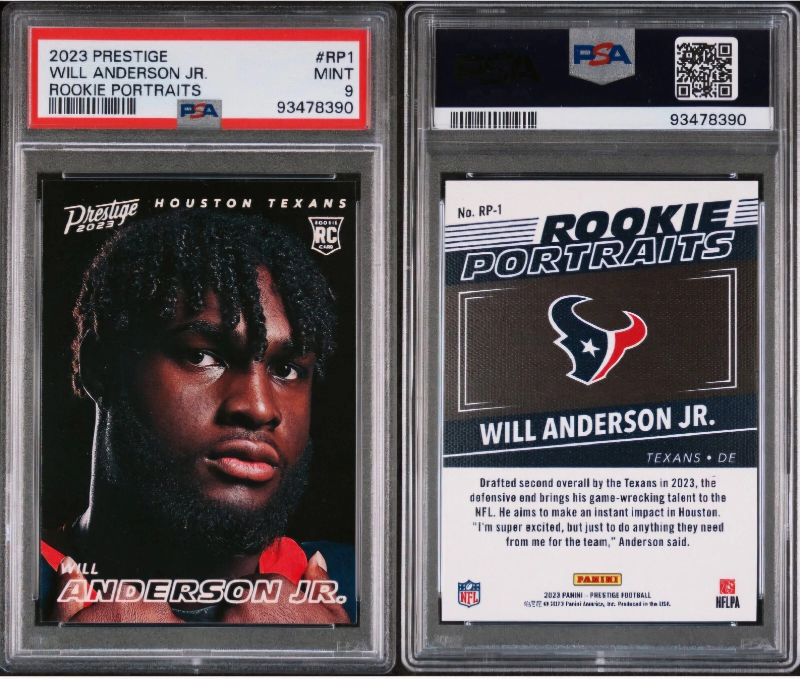 Will Anderson Panini Prestige Rookie Portraits #RP1 Base