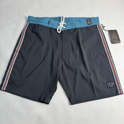 Dark Seas Men's Boardshorts Hudson Black/Blue Size 32 NWT