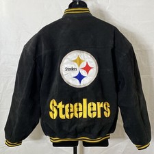 NFL Game Day Pittsburgh Steelers Black Suede Jacket Men's Size Large Football