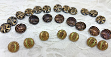 Lot of 26 Vintage Black Glass with Gold Lustre Buttons-3 Sets-Round & Ball Shape