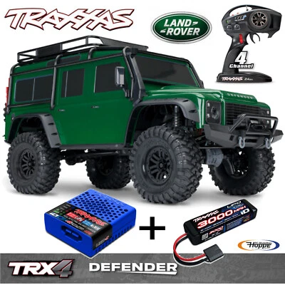 Traxxas TRX-4 Land Rover Defender Vert + 3000 MAH Lipo Batterie + Usb-C Chargeur - Photo 1/4