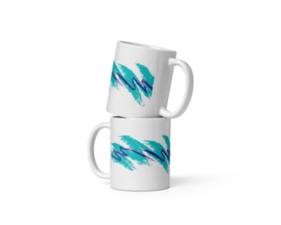 90's White Coffee Mug Classic Retro Vintage Pattern Logo