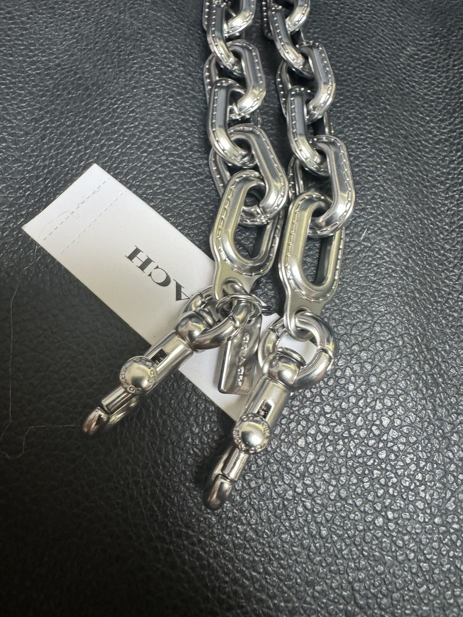 Authentic Coach Metal Chain Link Short Strap Brass / Pewter
