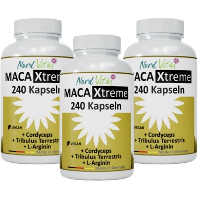 3x MACA 16.000 mg, TRIBULUS 12.000 mg , CORDYCEPS 4.000mg, L-ARGININ 240 KAPSELN - Bild 1 von 4