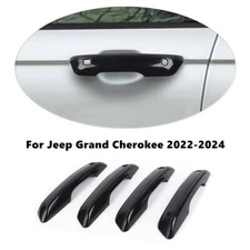 Fit For 22-2024 Jeep Grand Cherokee Gloss Black Car Door Handle Shell Cover Trim