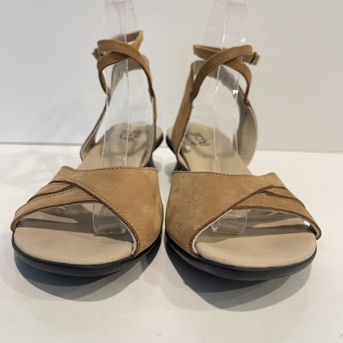 Arche Ankle Straps Wrap Up Sandals Beige Nubuck Comfort Heels Women's Size 38 7 - Picture 2 of 14