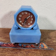 Vtg 7 Jewels Wind Up Musical Clock - Swiss Made