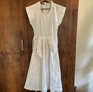 1950s Vintage Summer Dress Colton Eyelet White Cotton XS
