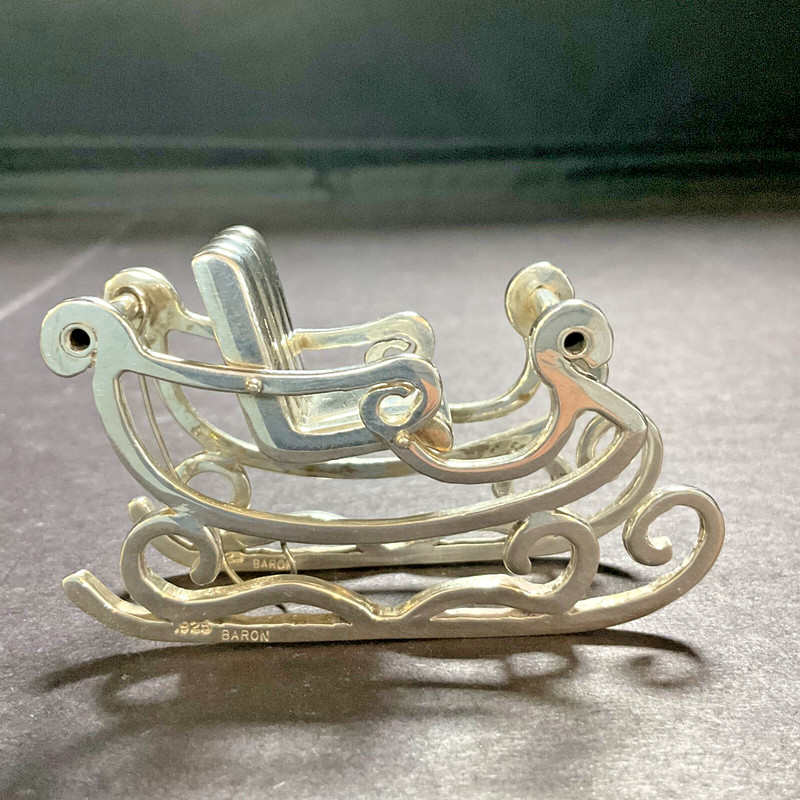 Pre-Owned Baron Sterling Silver Santa Sleigh Ornament #121170