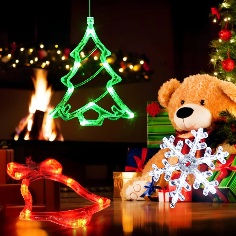 Рождественские украшения для окна LOLStar, 3 упаковки, джинглинг-колокол, рождественская елка, снег... - Изображение 2 из 4