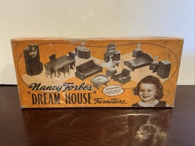 Vintage Nancy Forbes Dream House Doll Furniture 7 Piece Bathroom Set White Wood