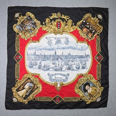 VTG 80's Silk Scarf KLM Royal Dutch Airlines Theo Lammers Almere Holland 30in