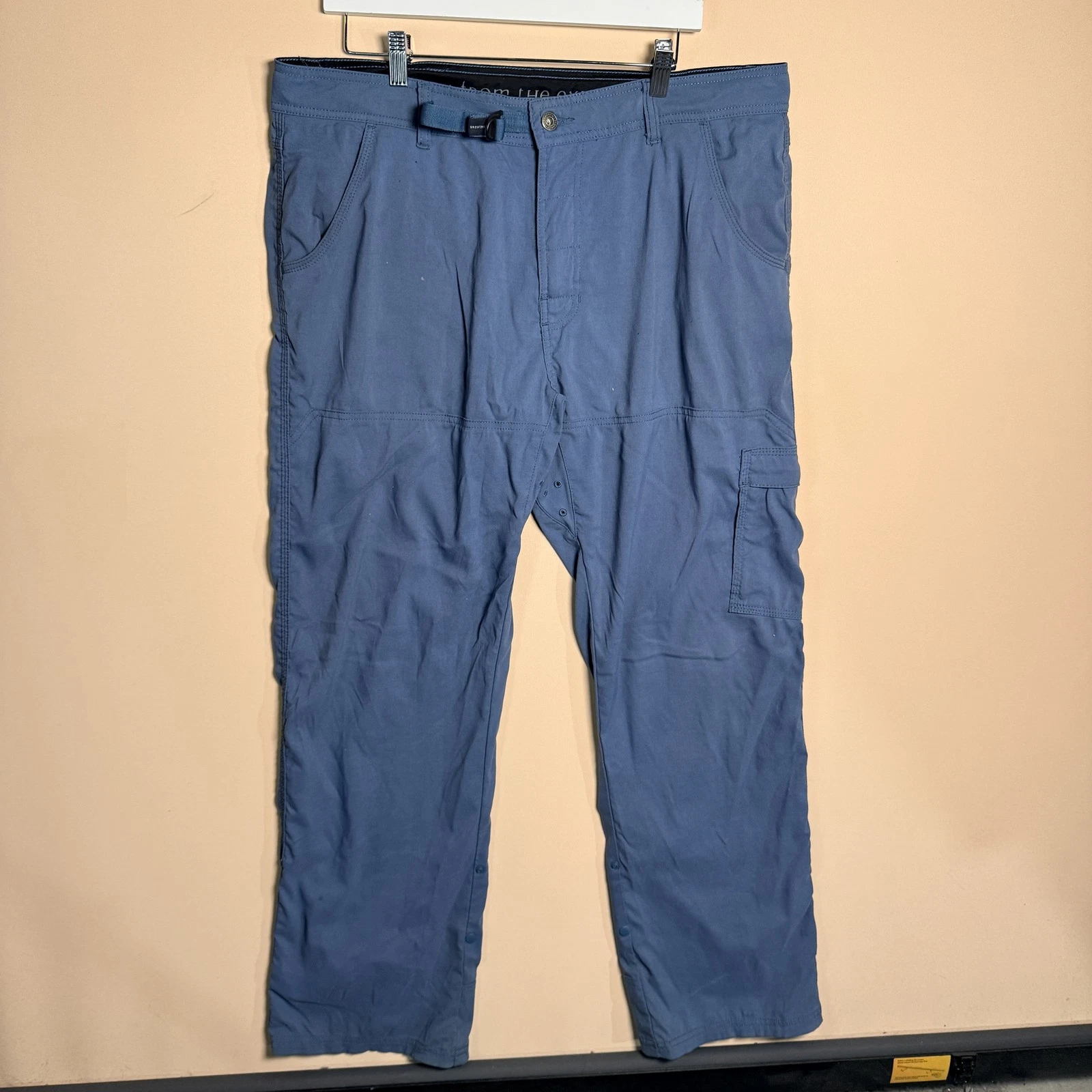 pRana Belted Soft Shell Hiking Trekking Cargo Pants Blue Men's Size 38x32