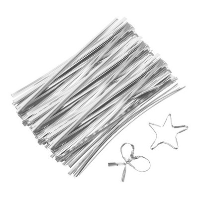 800 Pack 5'' Twist Ties Metallic Twist Ties Silver