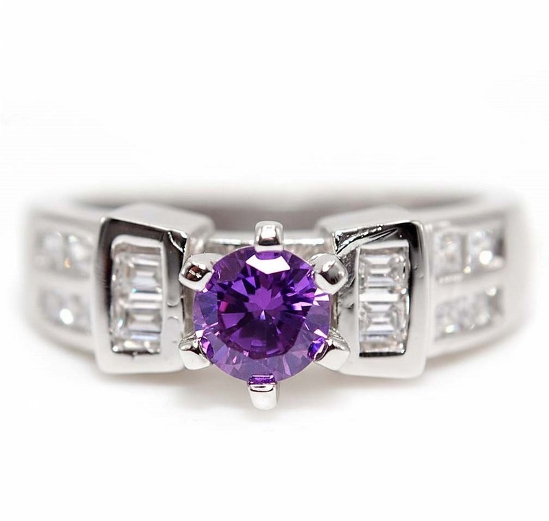 2CT Amethyst 925 Solid Genuine Sterling Silver Ring Jewelry Sz 7 NF1-7