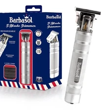 Barbasol Stainless-Steel Rechargeable Zero-Gapped T-Blade Trimmer, Hanging Bl...