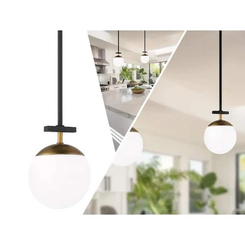 Kovacs P351-618 Alluria Mini Pendant with Etched Opal Glass - Black/Gold - Picture 4 of 7