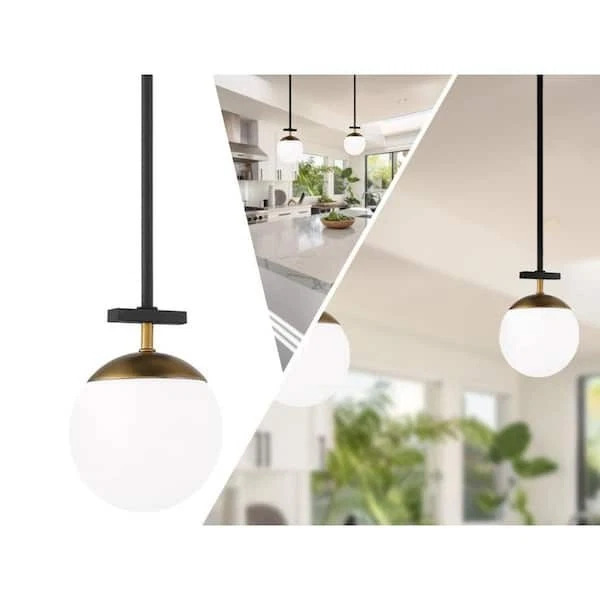 Mini colgante Kovacs P351-618 Alluria con vidrio opalino grabado - negro/oro Foto 4 de 4