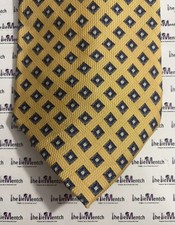 NAUTICA Silk Yellow With Navy Square Design Neck Tie 3.875  New Without Tags 
