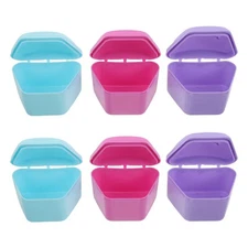 6 Pcs Denture Retainer Box Soaking Container Dental Partials Case