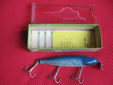 Vintage CREEK CHUB Pikie G.E. #734 BLUE FLASH Fishing Lure - Mint, Box, Paper