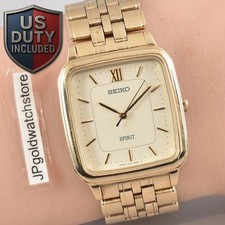 Orologio Uomo Seiko Spirit 7n01-5220 Quadrante Champagne Cinturino Oro Quarzo...