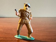 Vintage Barclay B128 778 Officer w/ Gas Mask  Silver Cast Helmet  Near Mint 