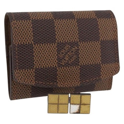 LOUIS VUITTON Damier Ebene Buton De Manchette Cuffs LV Auth BA11622