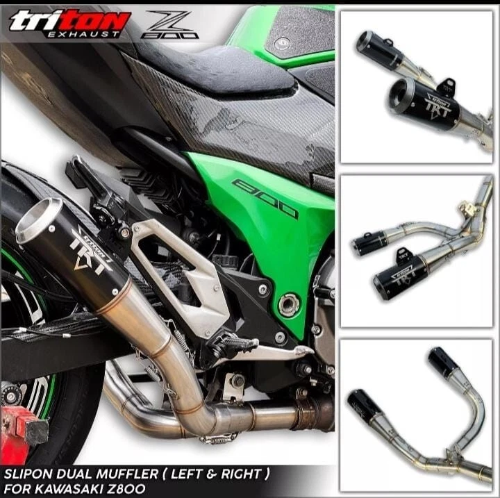 Silenciador duplo preto tubo de escape inteiro preto para Kawasaki Z800 2015-2016 - Imagem 2 de 4