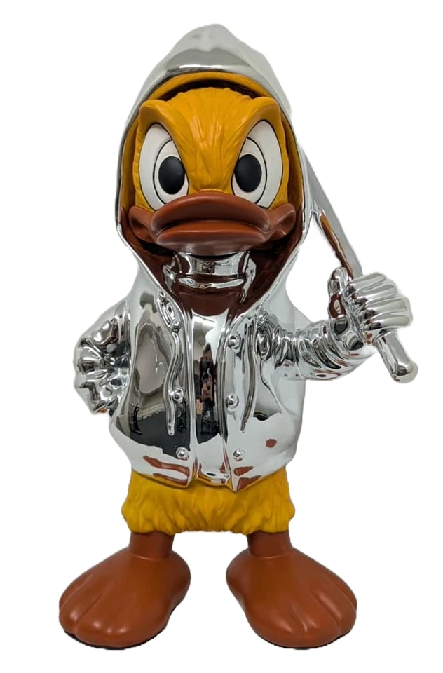 Paperino Bullo Silver Scultura Statua 57 cm Disney Papero Baseball Argento Pop - Immagine 2 di 4