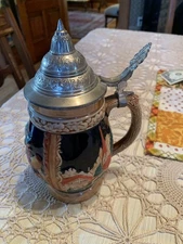 Vintage 1968 German Beer Stein Ceramic & Metal NOHBOSC Rotolok by Vesuvius