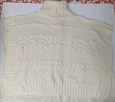 NWT Loft Creamy Beige Turtle Neck Cabled Poncho Sweater Size XS