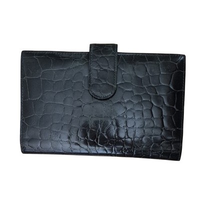 Talbots Black Croc-Embossed Checkbook Holder / Paper Holder Note Pad