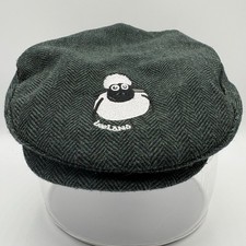 Flaherty Flock Newsboy Cap Kids Medium Flat Hat Green Tweed Cab Driver Ivy NEW