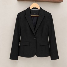 Banana Republic 6P Career Chic Office Charcoal Gray One Button Blazer Jacket