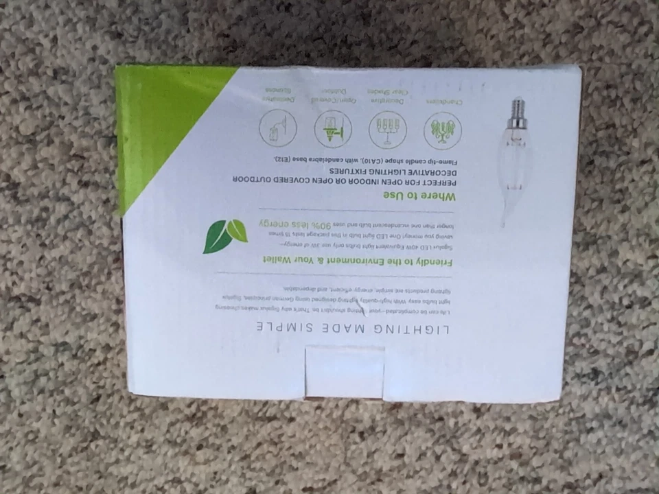 SIGALUX Candelebra Bulb Clear 3 Watt LED CA10/E12 Base Dimmable 12-Pack NEW - Image 3 of 4