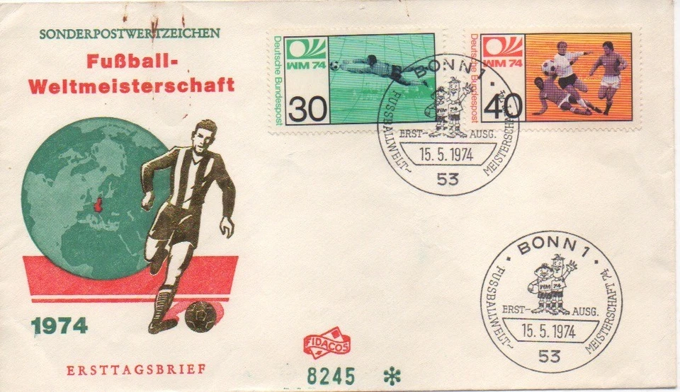 Ersttagsbrief FDC/BRD 15.05.1974; Fußball-Weltmeisterschaft 1974 - Bild 1 von 1