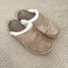 Jenni Kayne Shearling Lined Natural Beige Moc Clog Slip-On Shoes Women  s 38 / 8