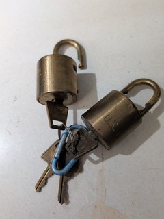 Vintage U.S. Military American Lock Cylindrical Brass Padlock with Keys X2 Lot