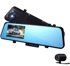 4.3" Rearview Mirror Monitor Dual Lens Driving Video Recorder 1080P HD Video