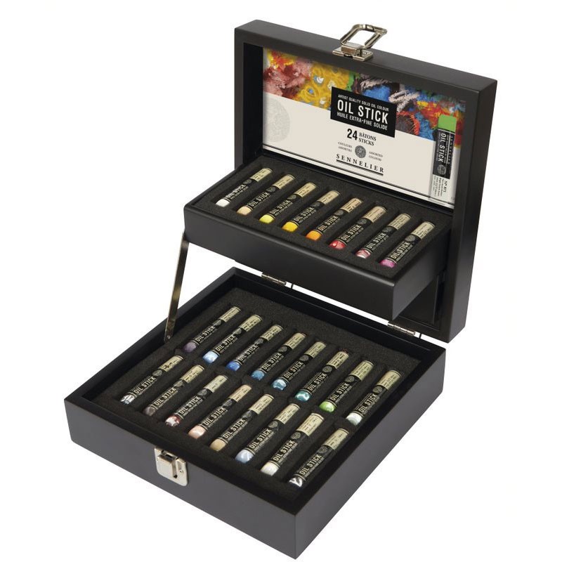 Oil Stick Sennelier Coffret Bois 24 Pièces Peindre sans Pinceau ni Palette